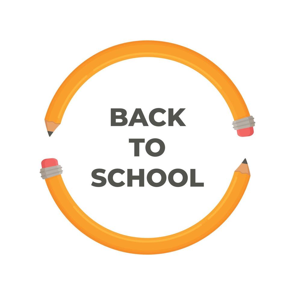 Banner back to school. Vector illustration of two large pencils in a circle.