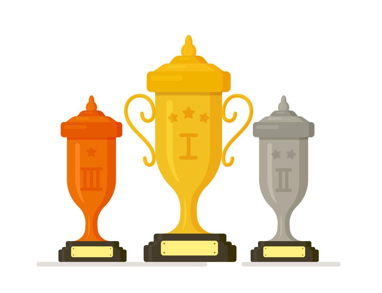 Vector illustration of the winner's trophy badge. Three cups for first, second and third place