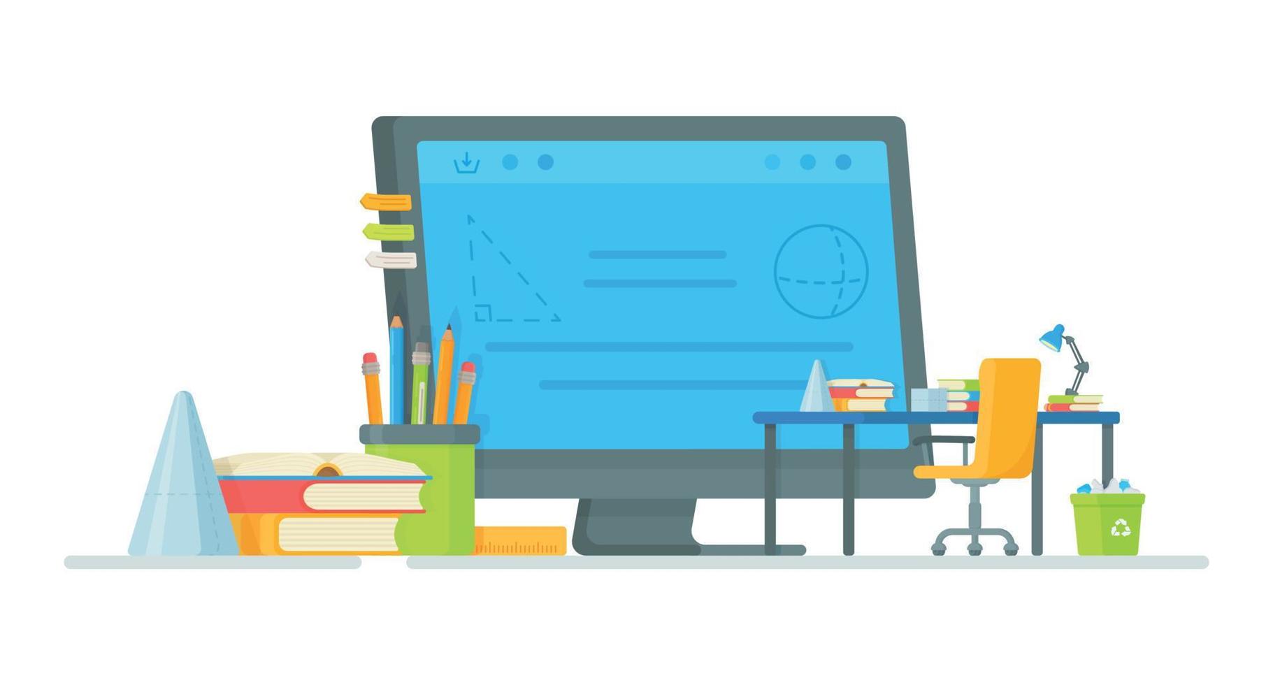 Vector illustration of online classes.