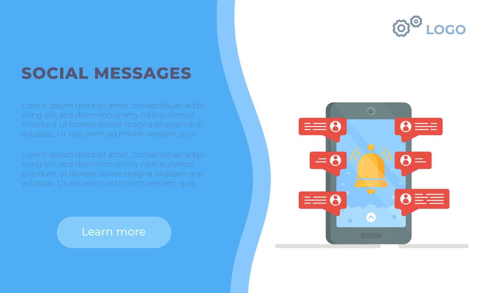 Vector illustration of social messages template. Correspond. Social correspondence.