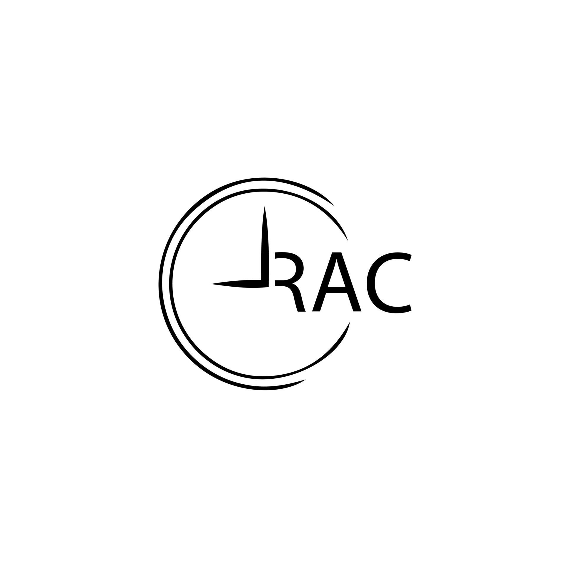 diseño de logotipo de letra rac sobre fondo blanco. concepto de