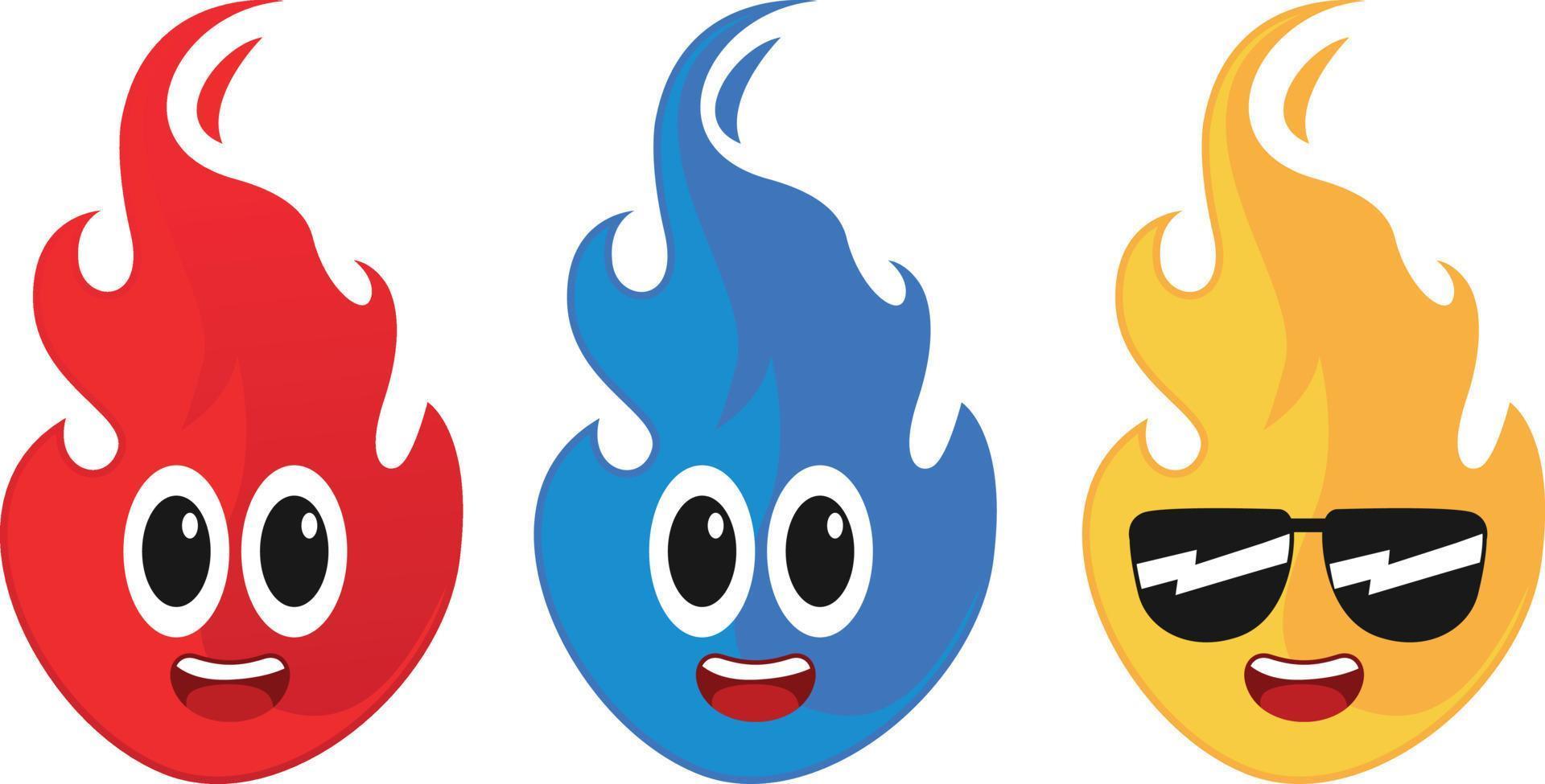 vector illustration of various fire characters