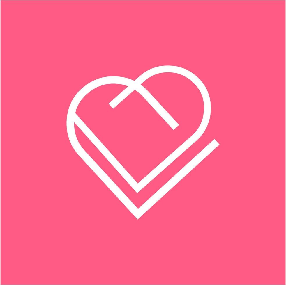 simple VV, VD line art geometric heart logo vector