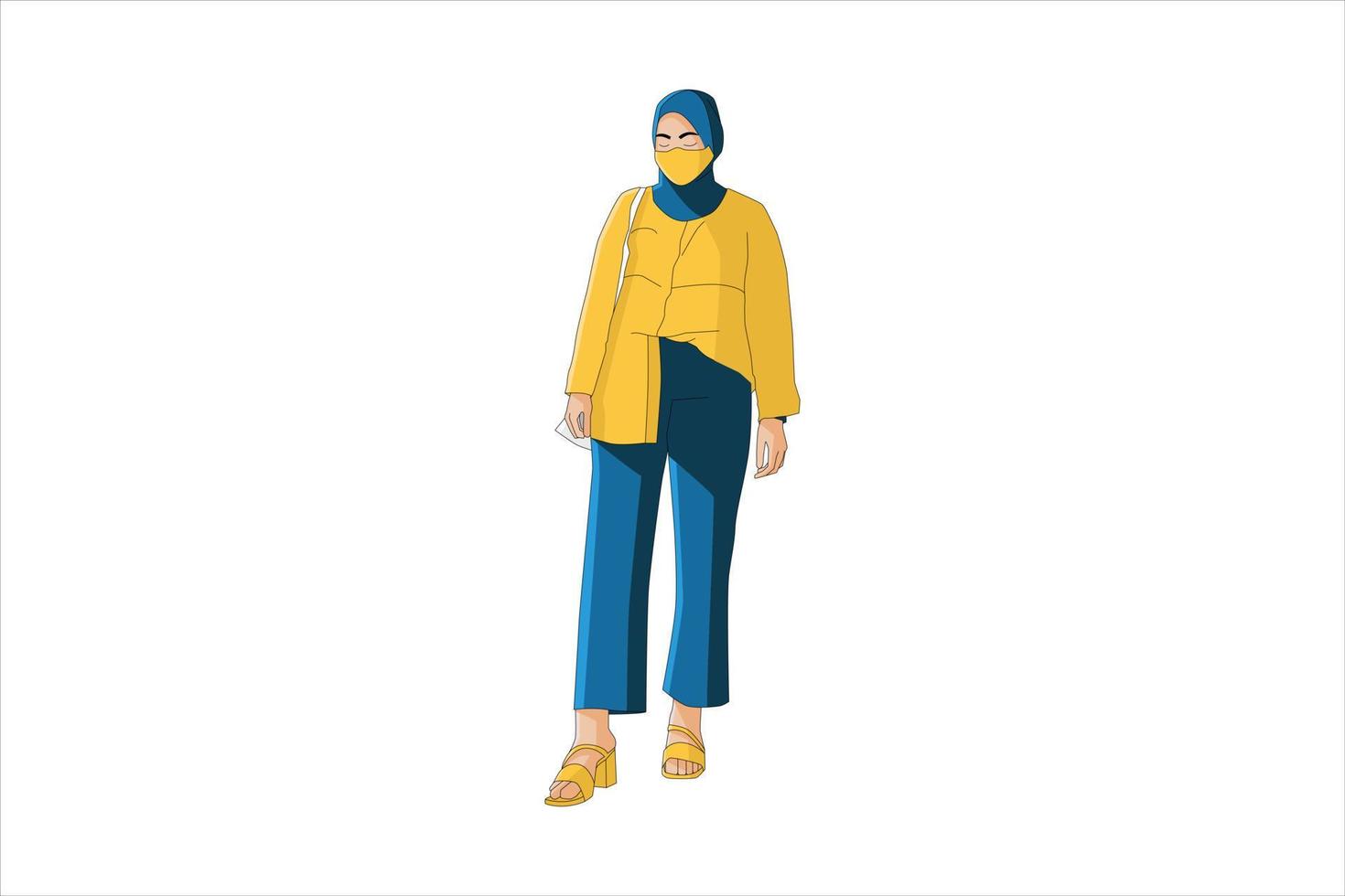 Vector illustration of muslim women posing