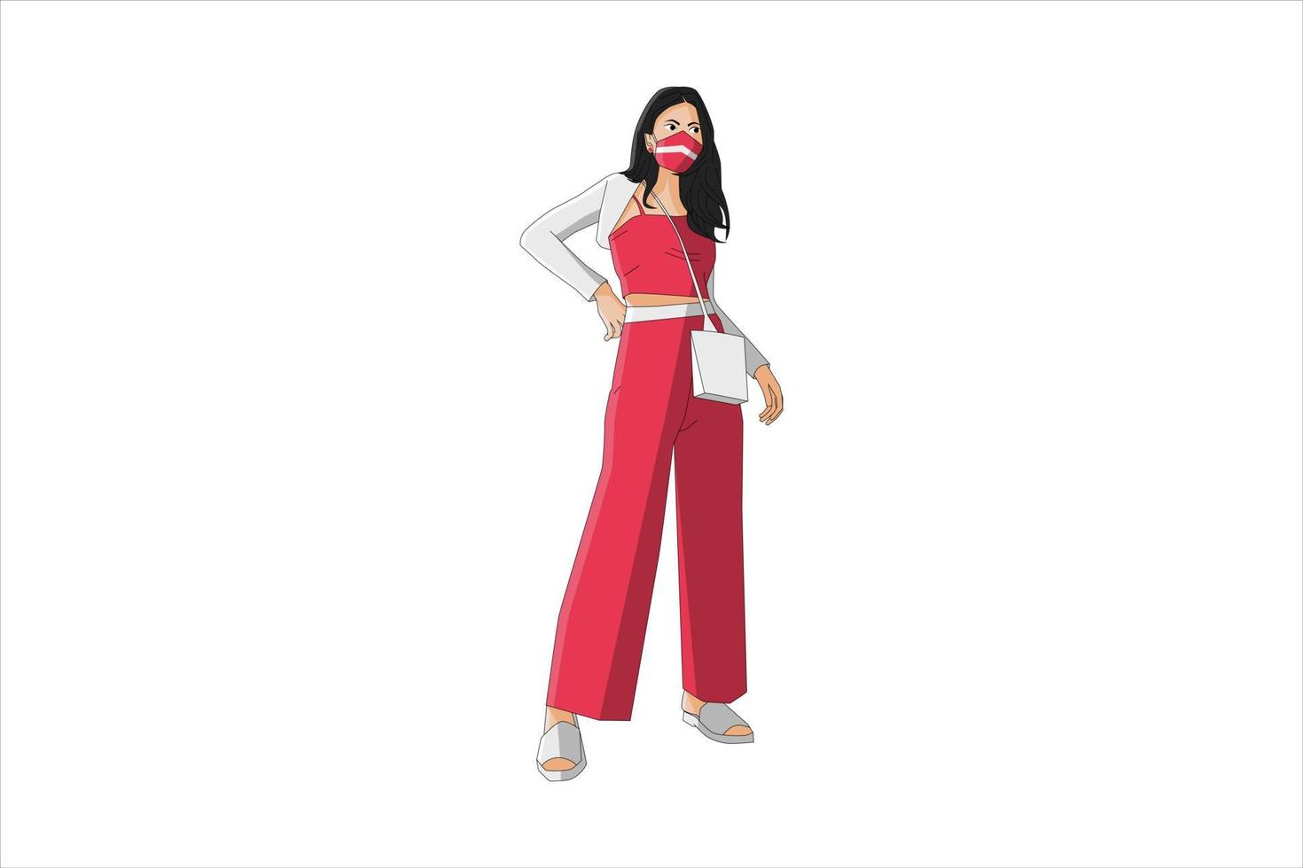 Vector illustration of fashionable women posing