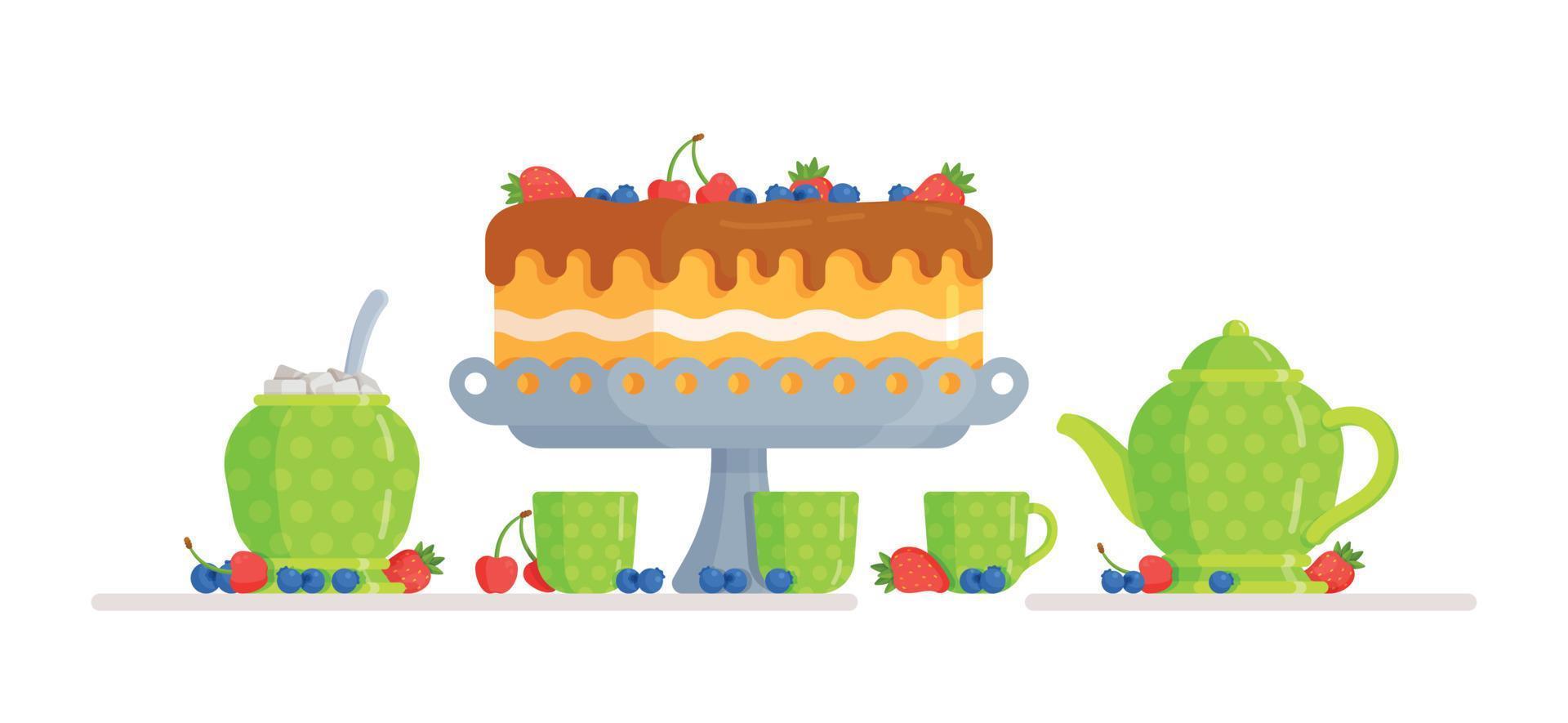 Vector illustration of a small delicious cake. Celebrating a birthday or any other holiday.