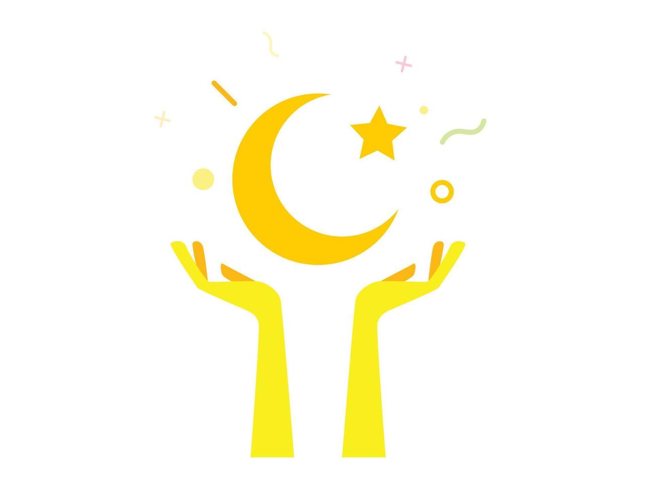 crescent moon and star design elements. Muslim islamic vector