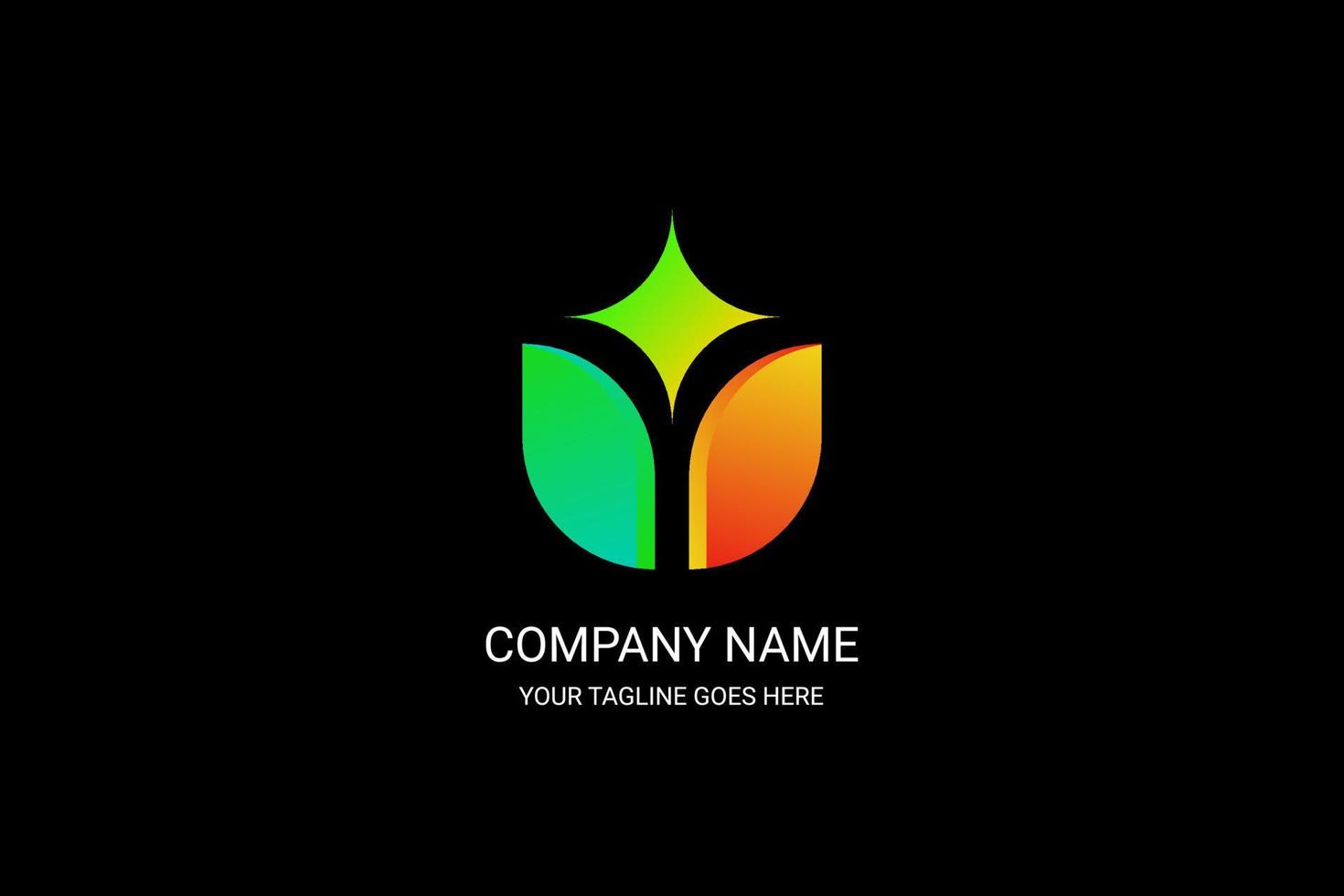 leaf star logo template in gren and orange gradient color vector