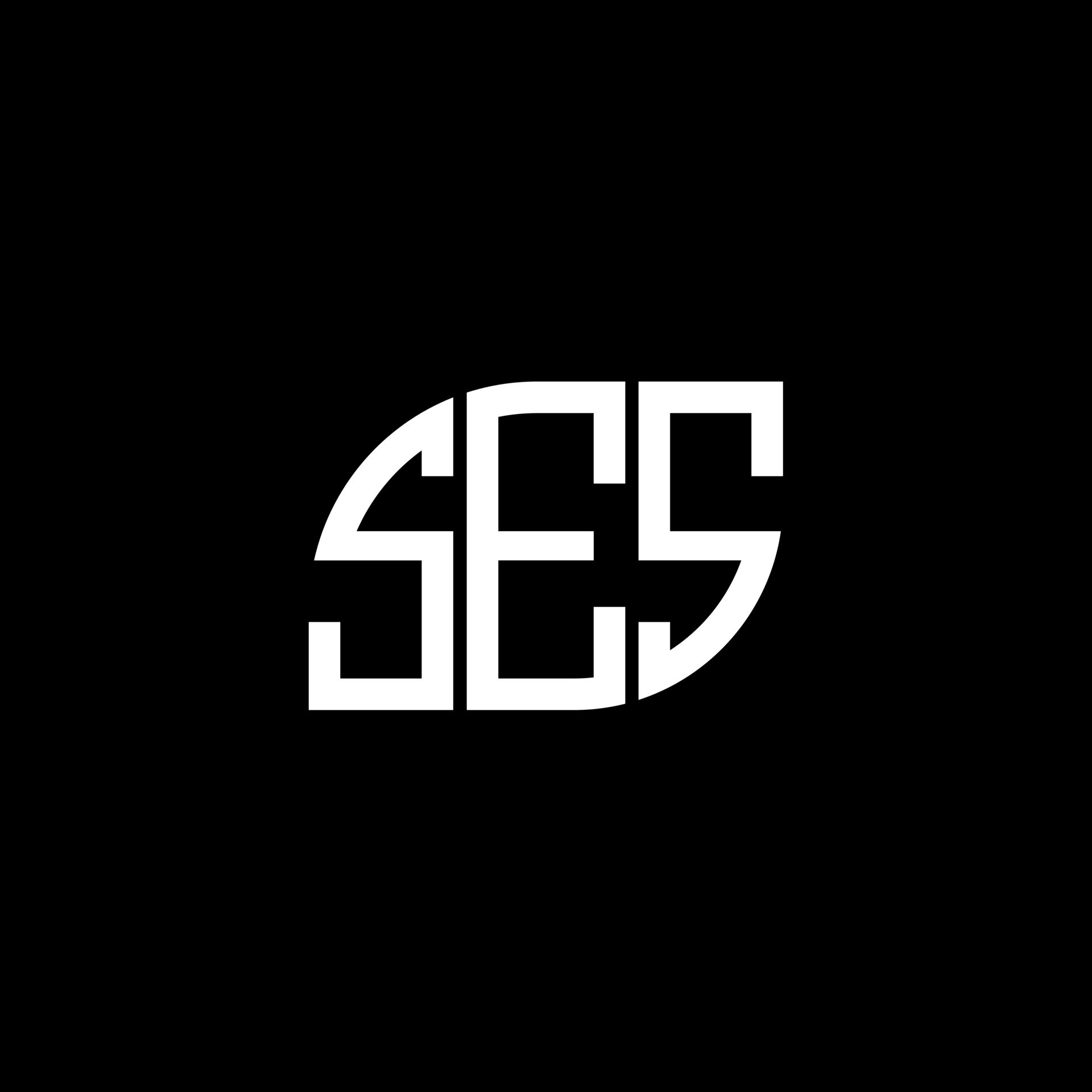 SES letter design.SES letter logo design on black background. SES ...