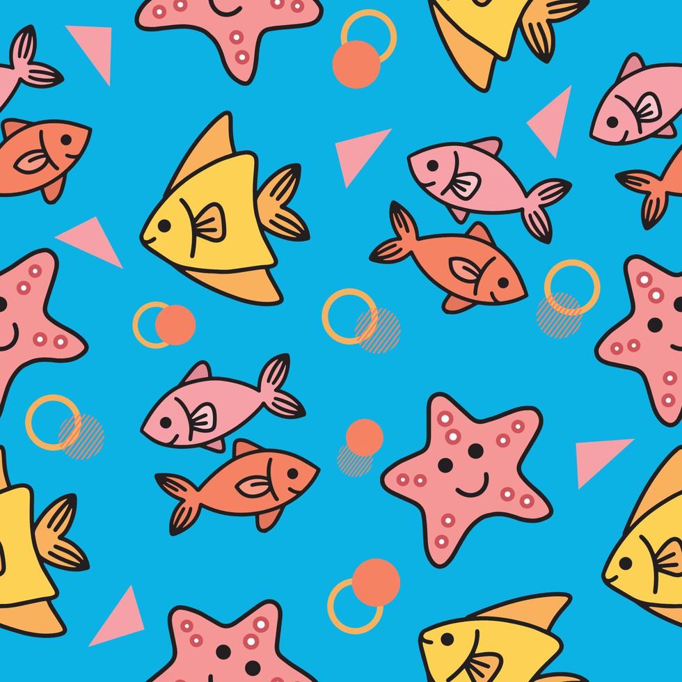 cute star fish animal seamless pattern wallpaper with design light sea blue. vector