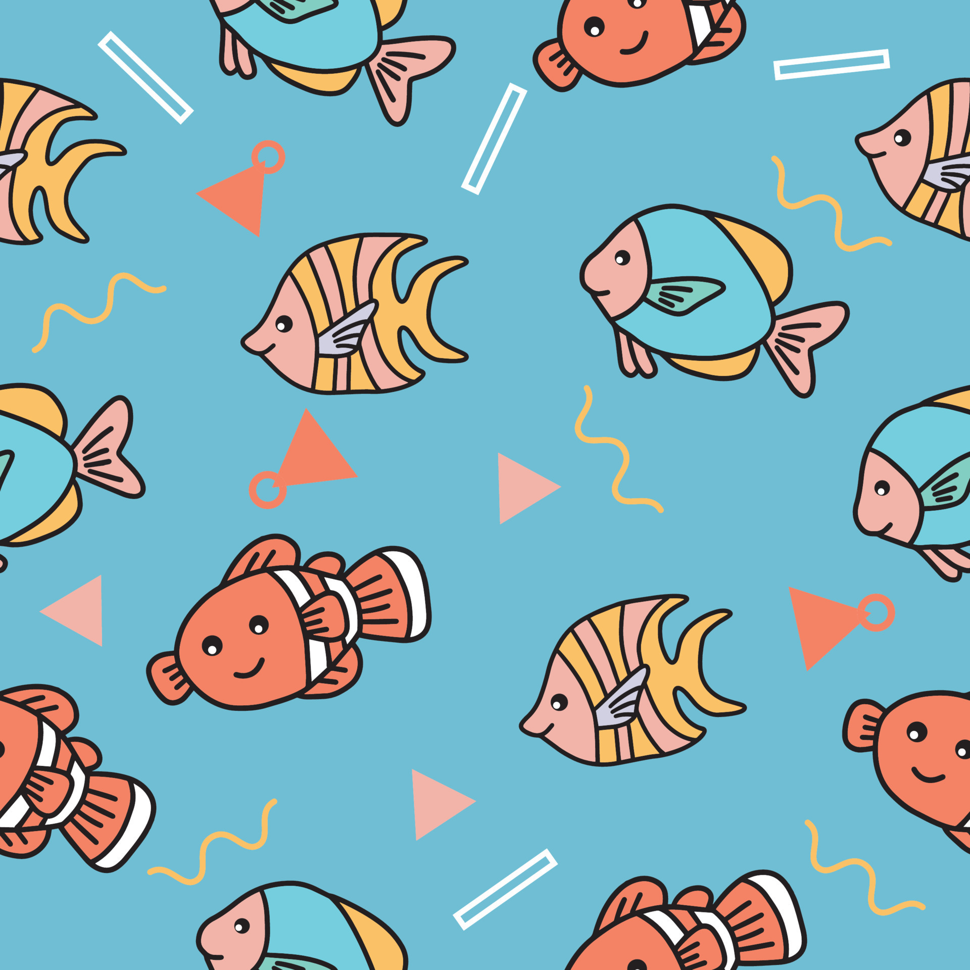 cute sea fish animal seamless pattern wallpaper with design. 7904086