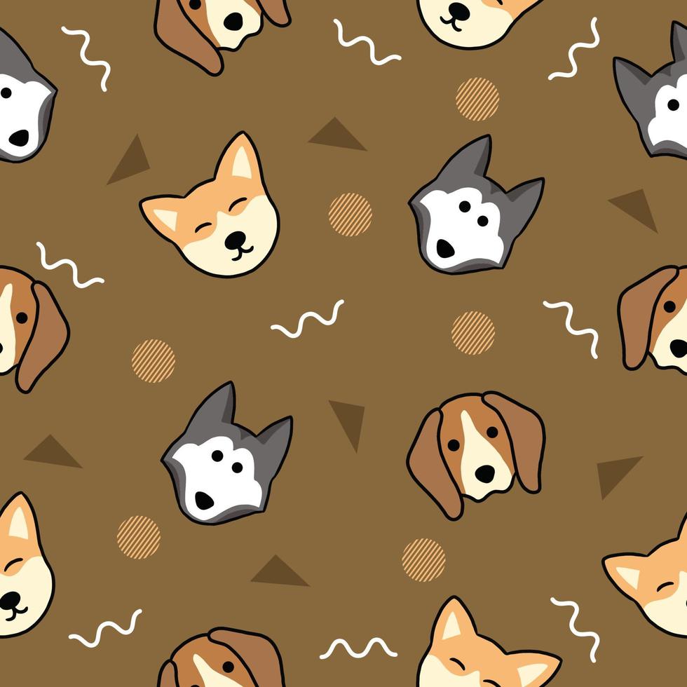 Cute Animal Dog Puppy Puppies Seamless Pattern doodle for Kids and baby vector