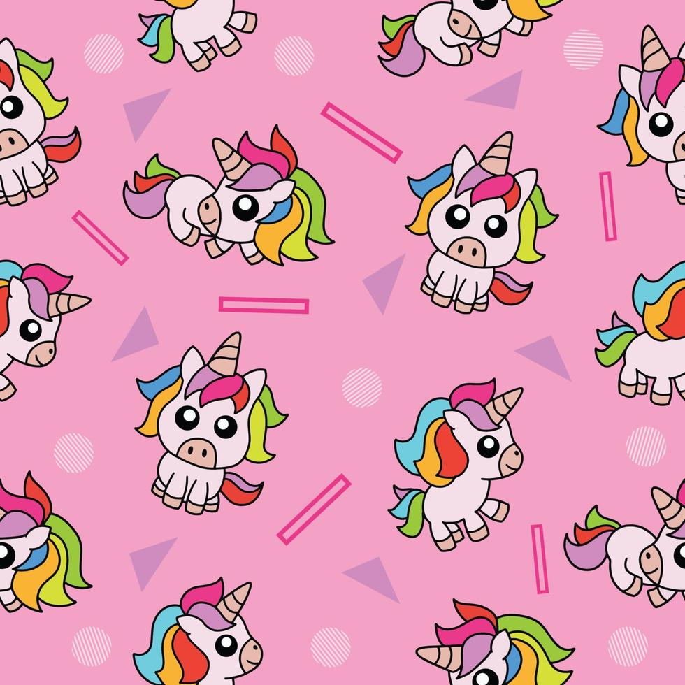 Cute Animal Magical Unicorn Horse Seamless Pattern doodle for Kids and baby vector