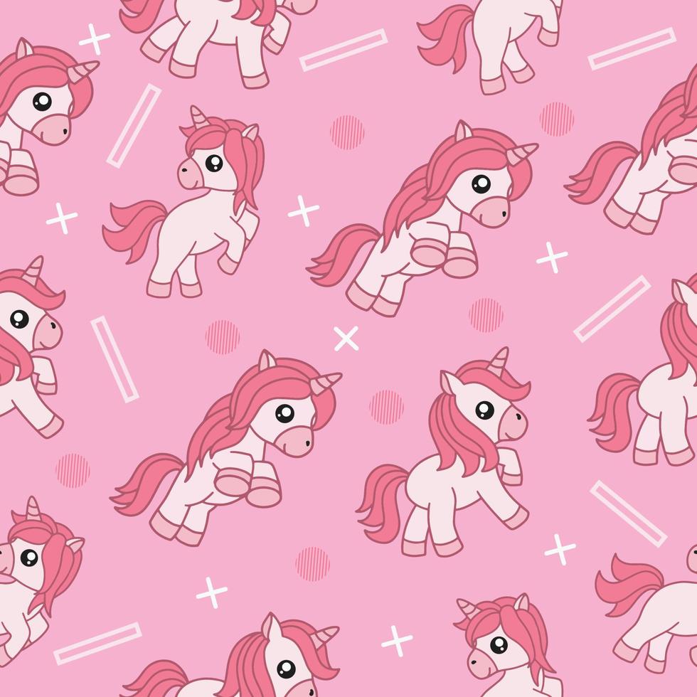 Cute Animal Magical Unicorn Horse Seamless Pattern doodle for Kids and baby vector