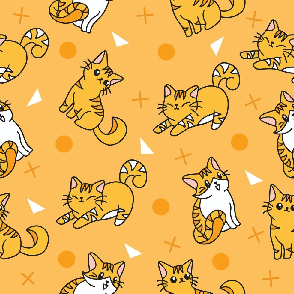 Cute Animal Kitty and Cats Seamless Pattern doodle for Kids and baby vector