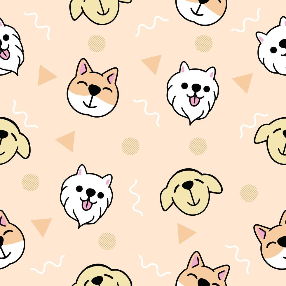cute animal dog head seamless pattern wallpaper with design light pink.  7904361 Vector Art at Vecteezy