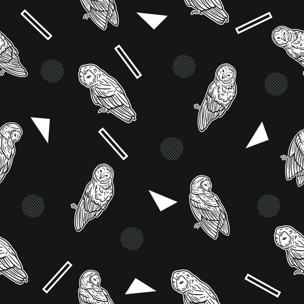 cute white eagle bird animal seamless white object pattern wallpaper with design dark black. vector