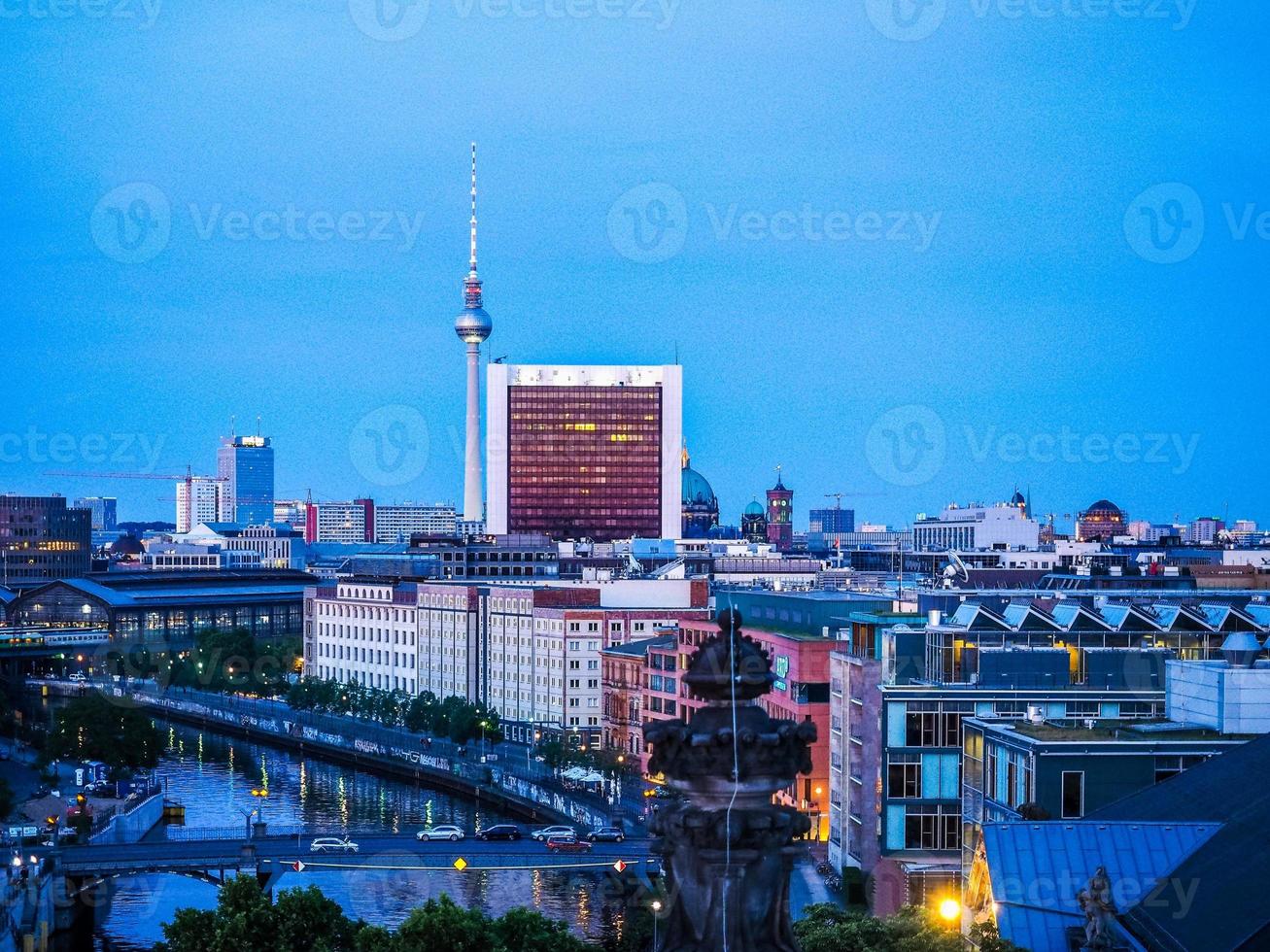 HDR Aerial view of Berlin at night photo