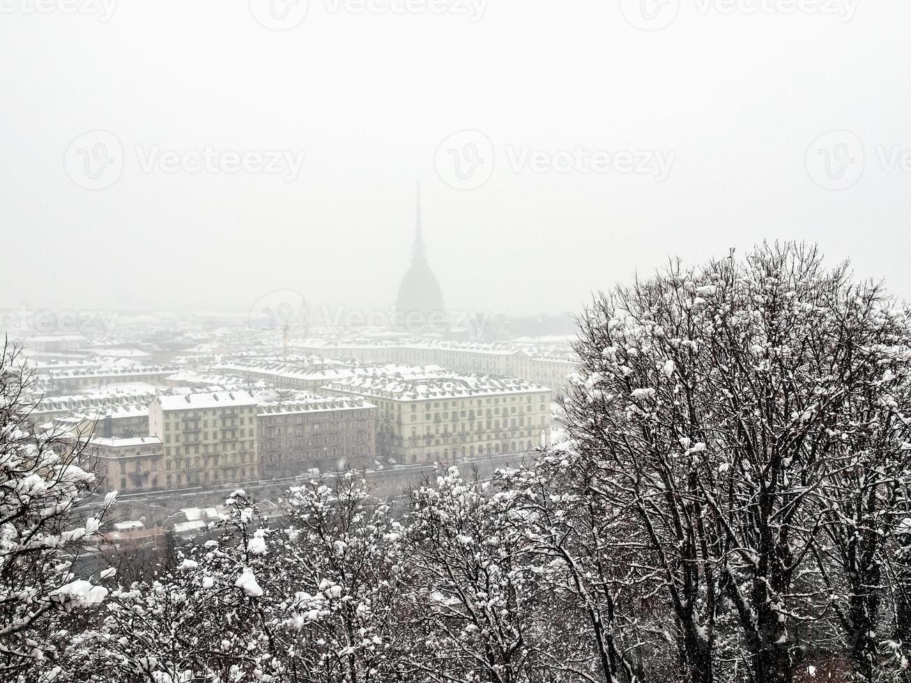 HDR Turin view under snow photo