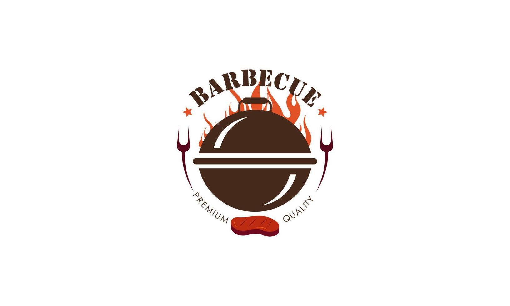 plantilla de logotipo de barbacoa creativa con detalles vector