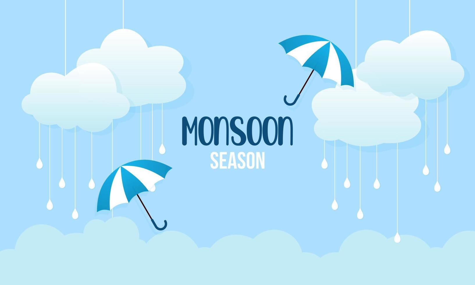 Monsoon season composition with flat design vector