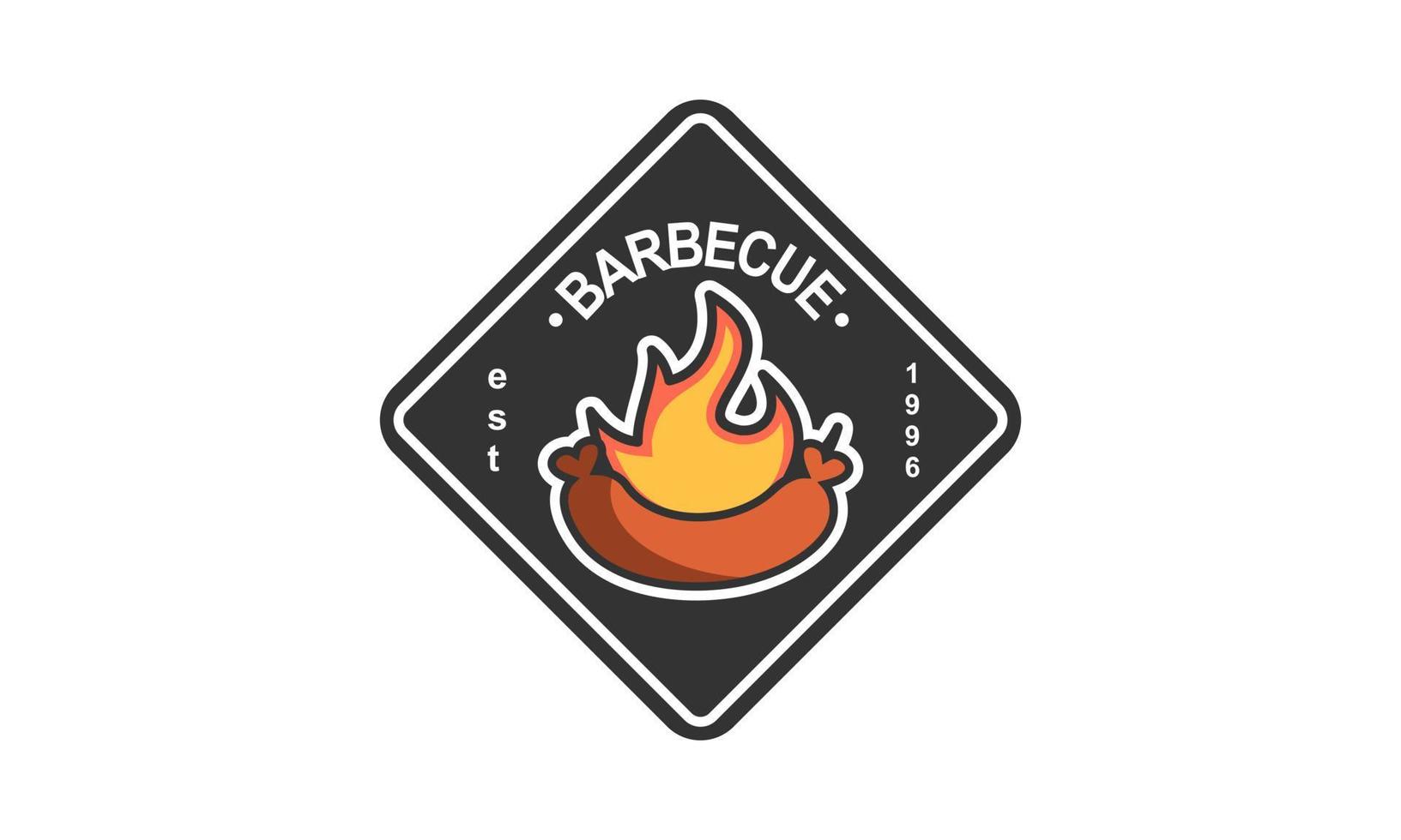 plantilla de logotipo de barbacoa creativa con detalles vector