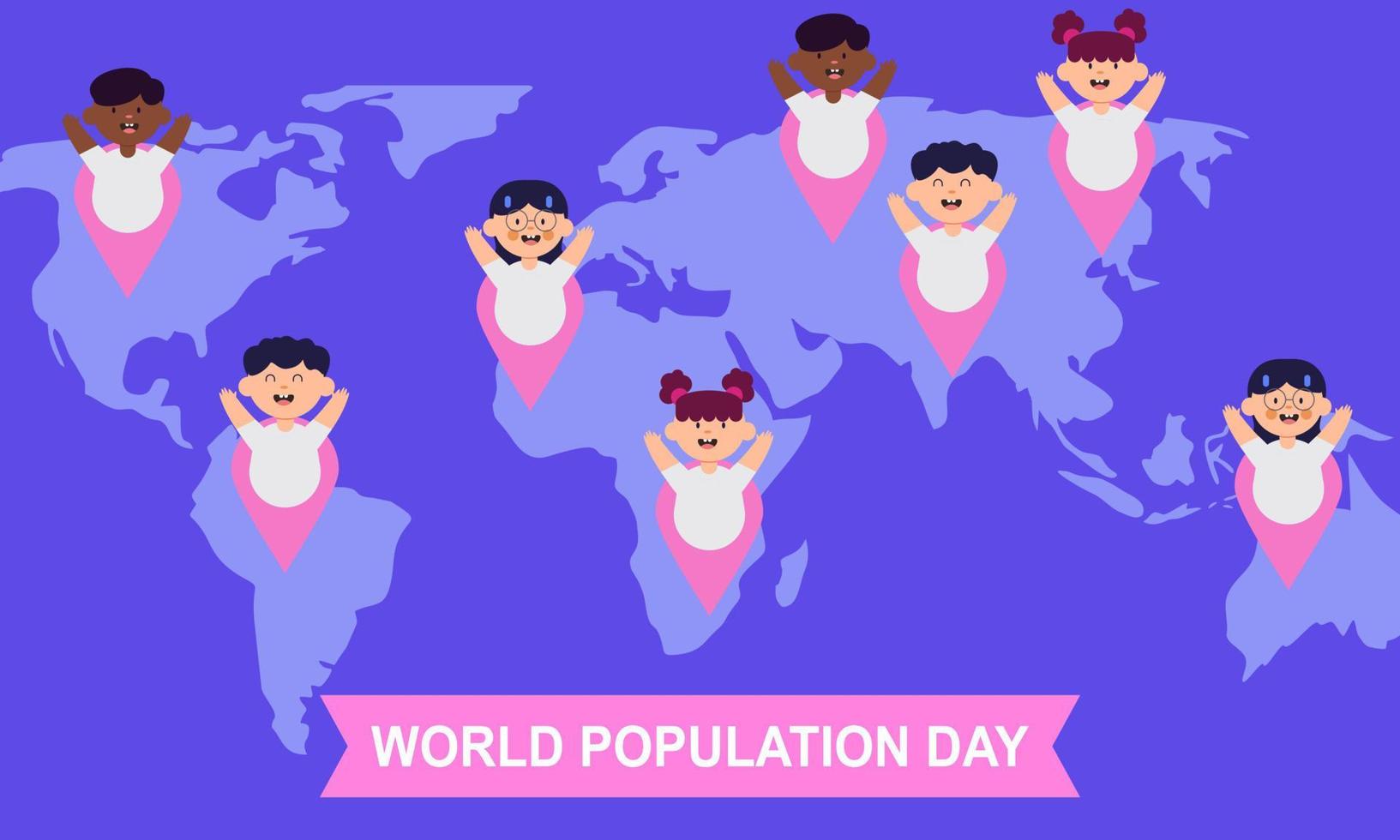 World population day illustration, poster or banner vector