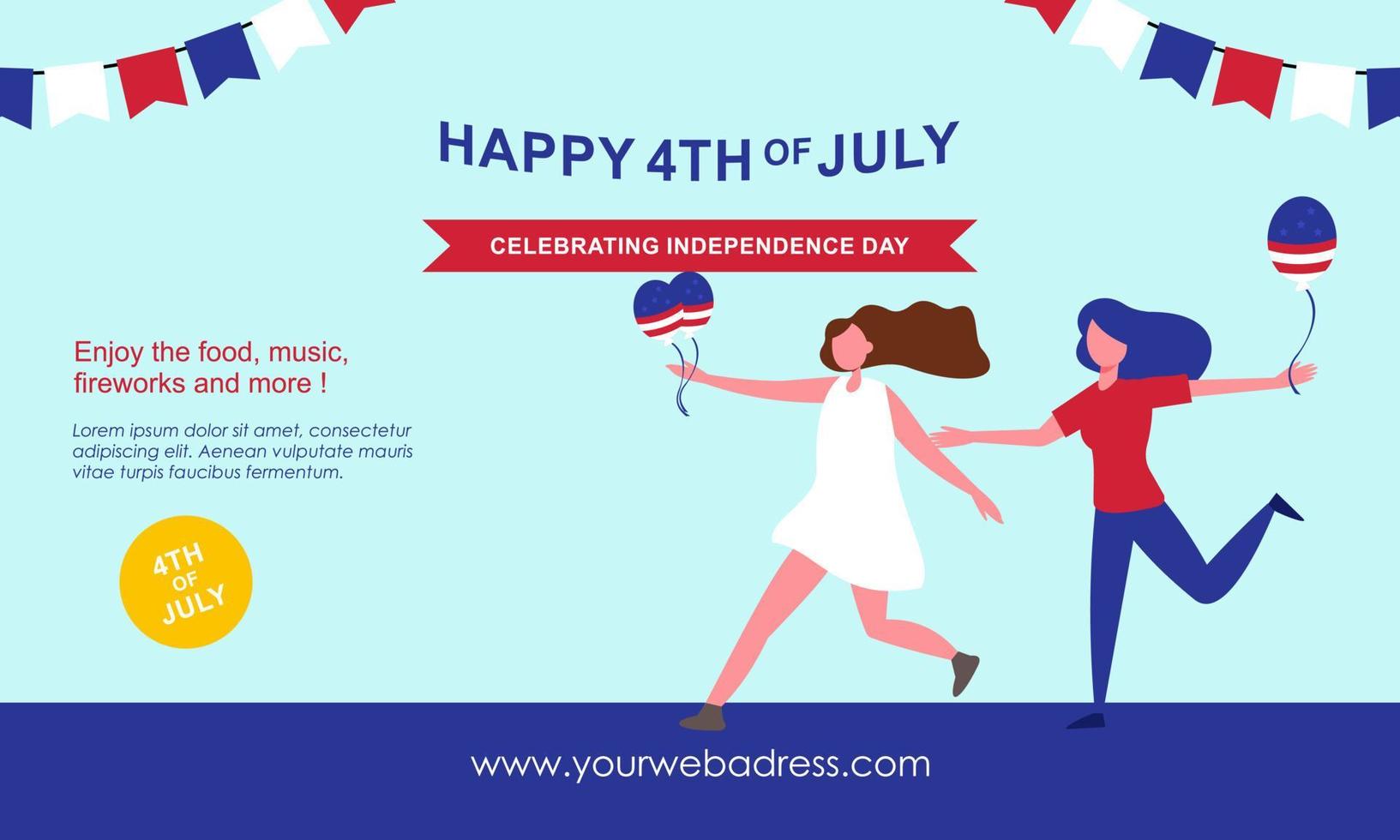 Flat design 4th of july banner template vector