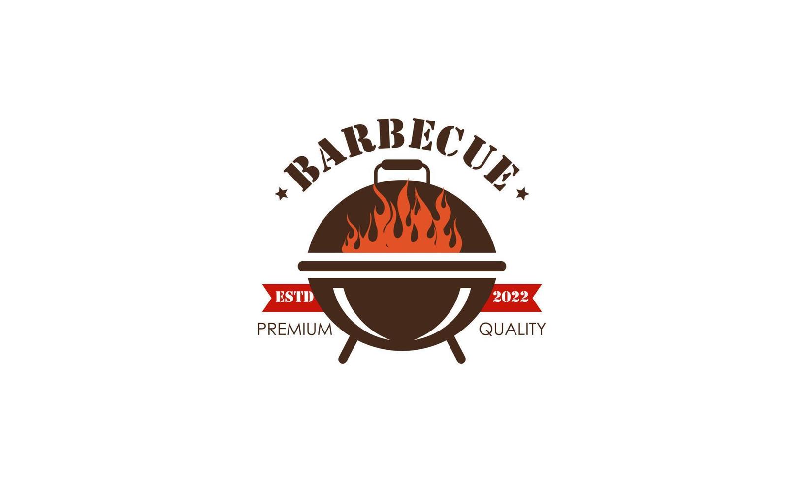 plantilla de logotipo de barbacoa creativa con detalles vector