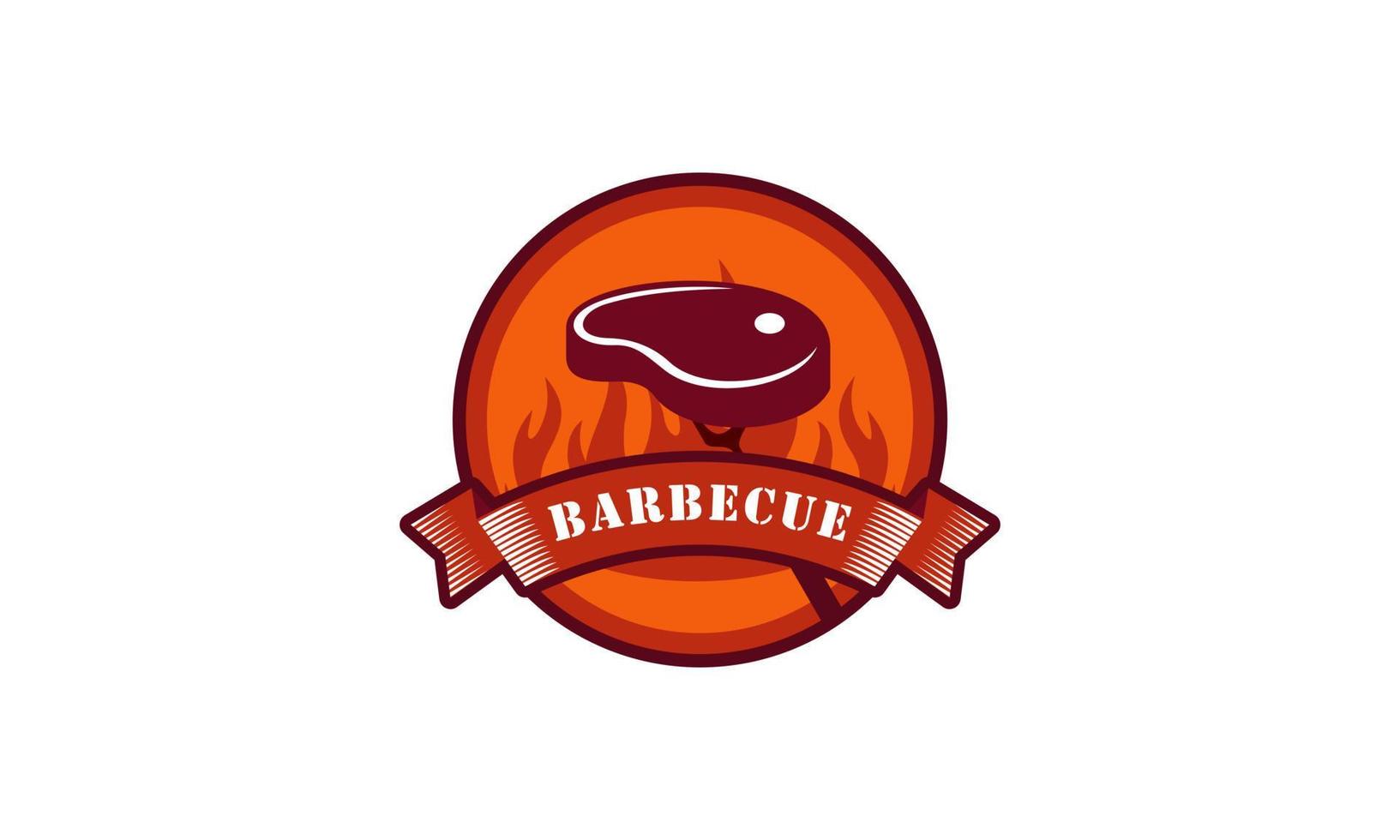 plantilla de logotipo de barbacoa creativa con detalles vector