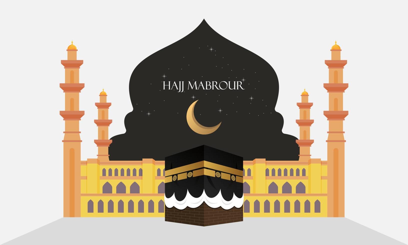 fondo de peregrinación islámica, concepto de hajj y umrah con mezquita kaaba y nabawi. vector