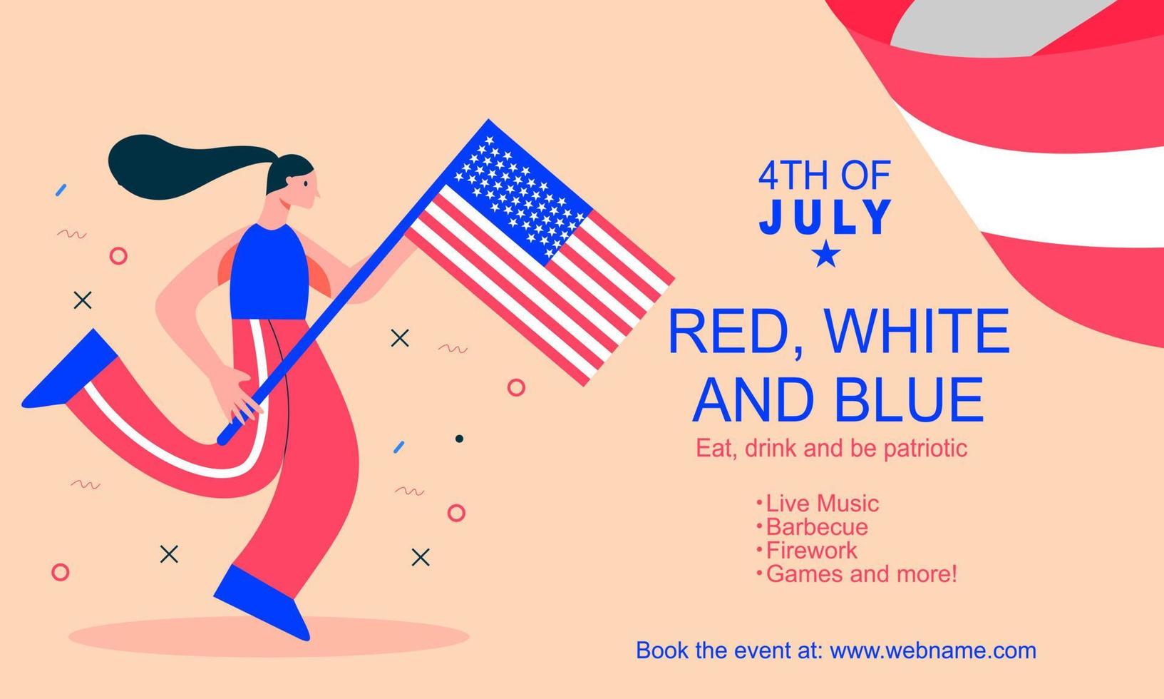 Flat design 4th of july banner template vector