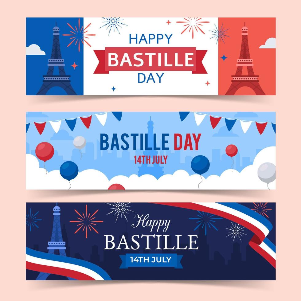 Bastille Day Banner Template vector