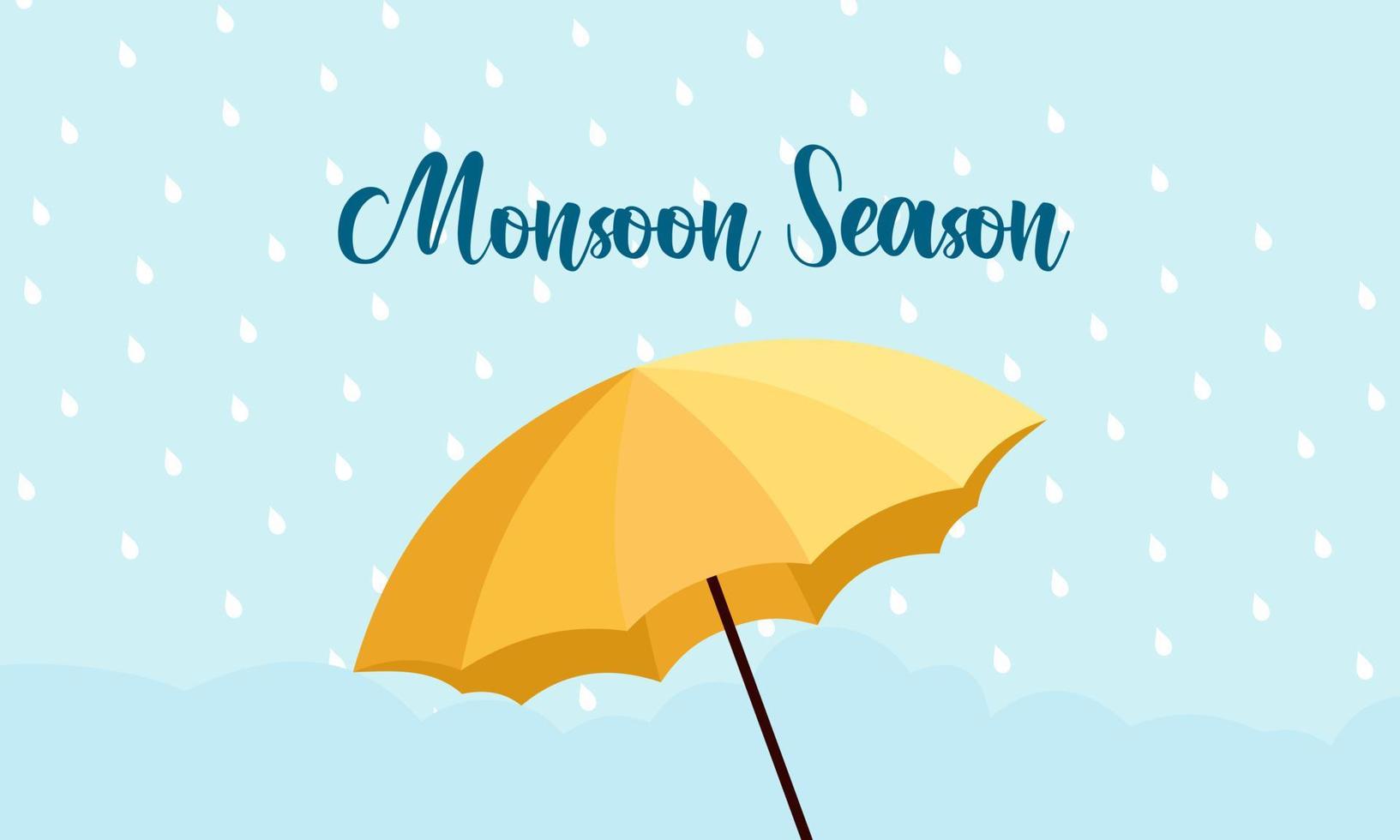 Monsoon season composition with flat design vector