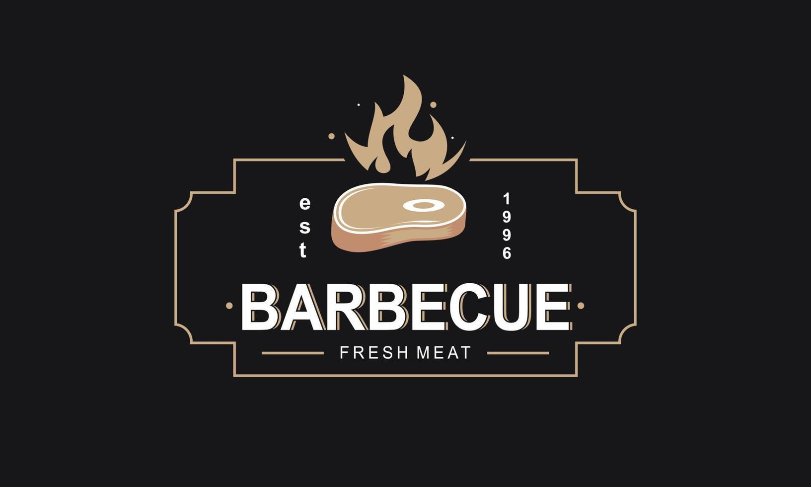 plantilla de logotipo de barbacoa creativa con detalles vector