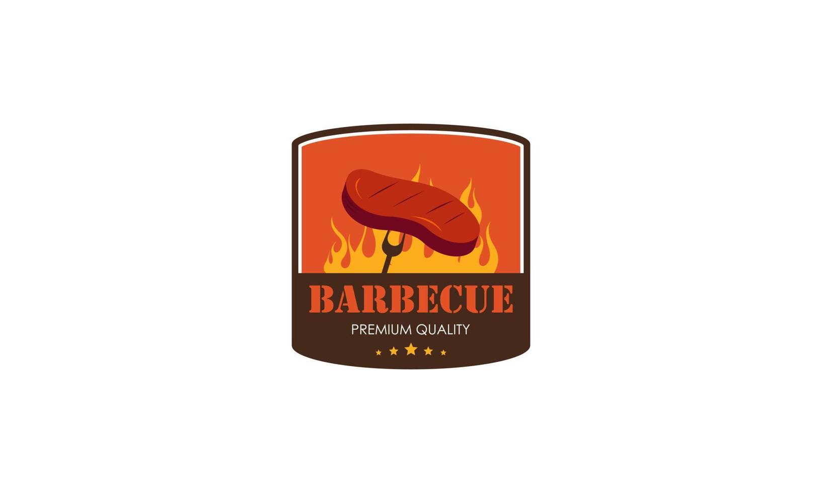 plantilla de logotipo de barbacoa creativa con detalles vector