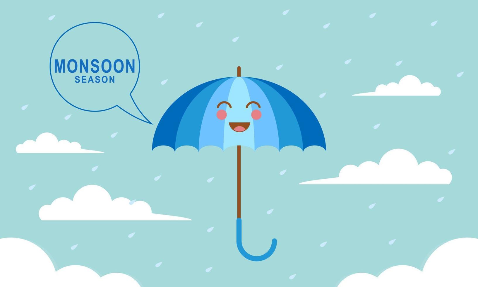 Monsoon season composition with flat design vector