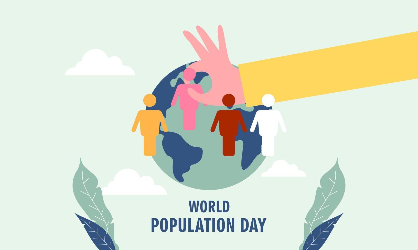 World population day illustration, poster or banner vector
