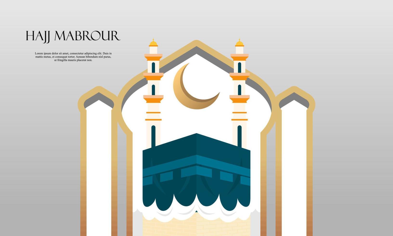 fondo de peregrinación islámica, concepto de hajj y umrah con mezquita kaaba y nabawi. vector