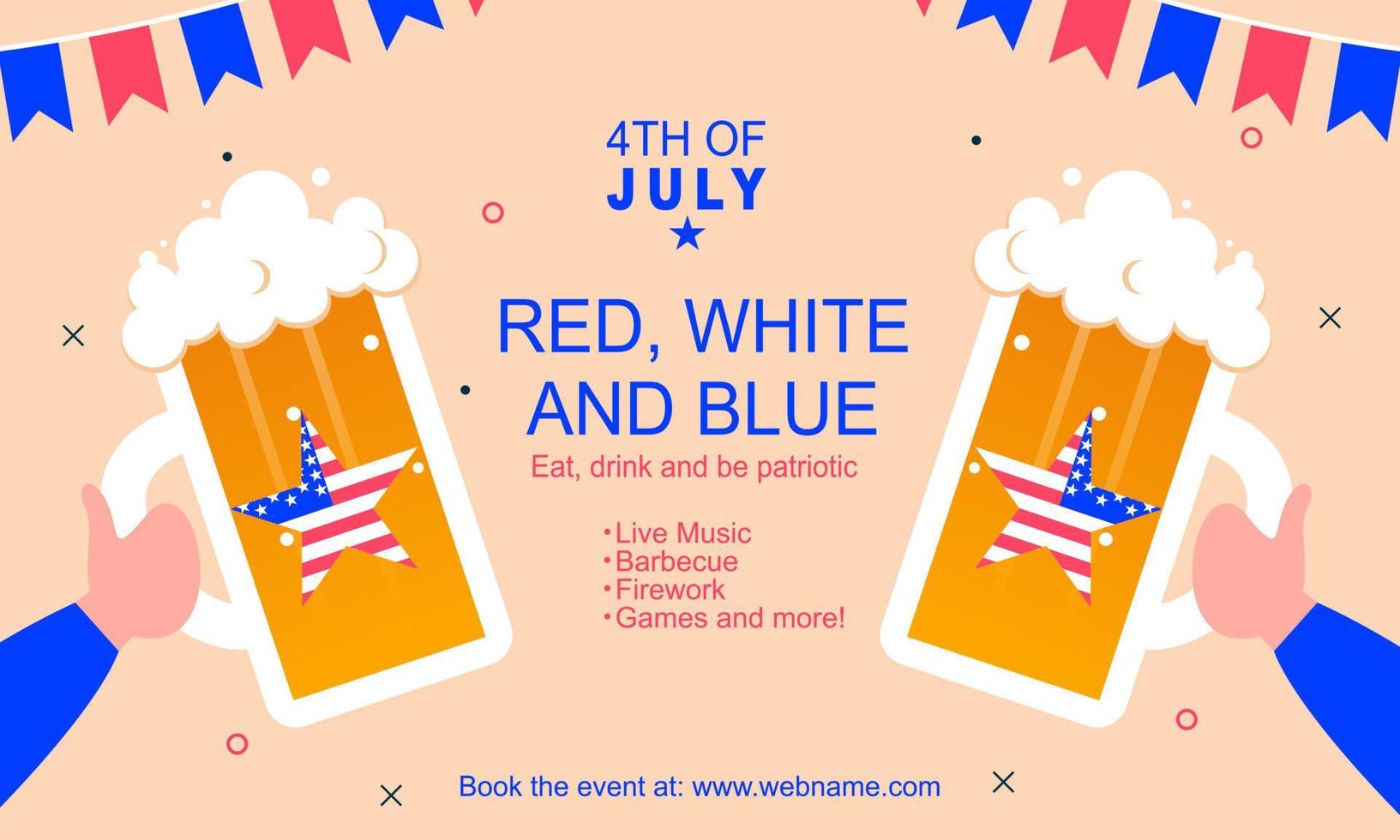 Flat design 4th of july banner template vector