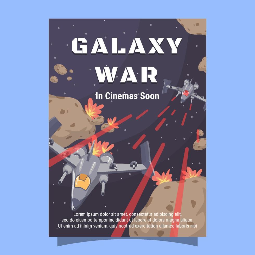 cartel de la película de ciencia ficción aeroespacial guerra de galaxias vector