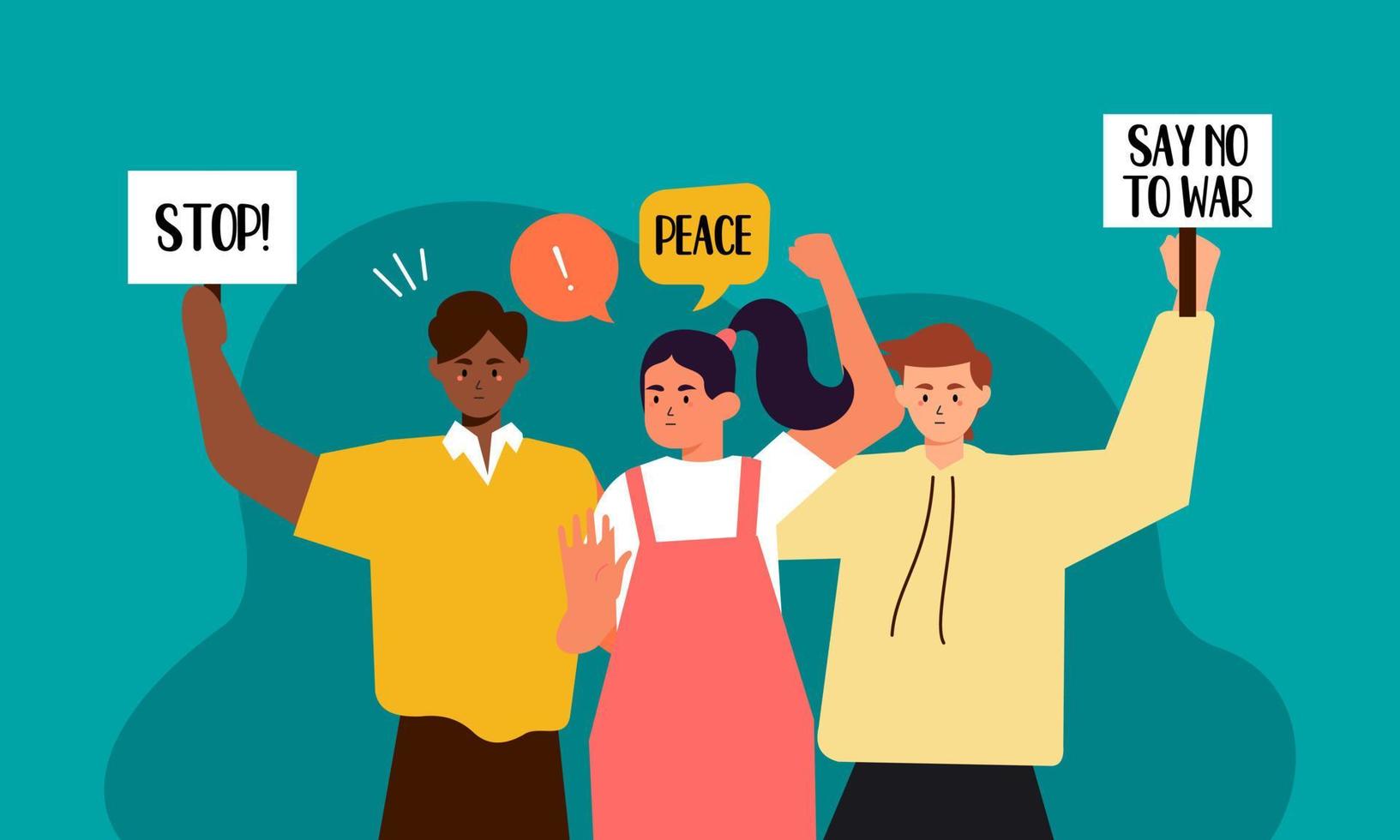 People are against war. Say no to war. Peace to the world illustration vector