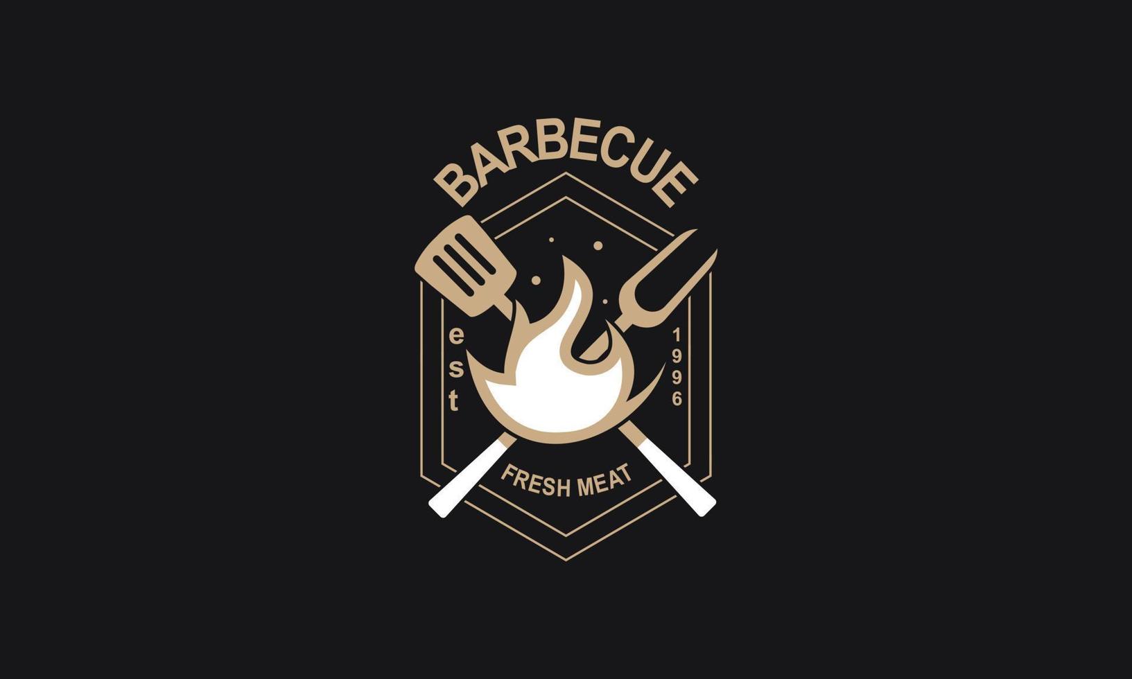 plantilla de logotipo de barbacoa creativa con detalles vector