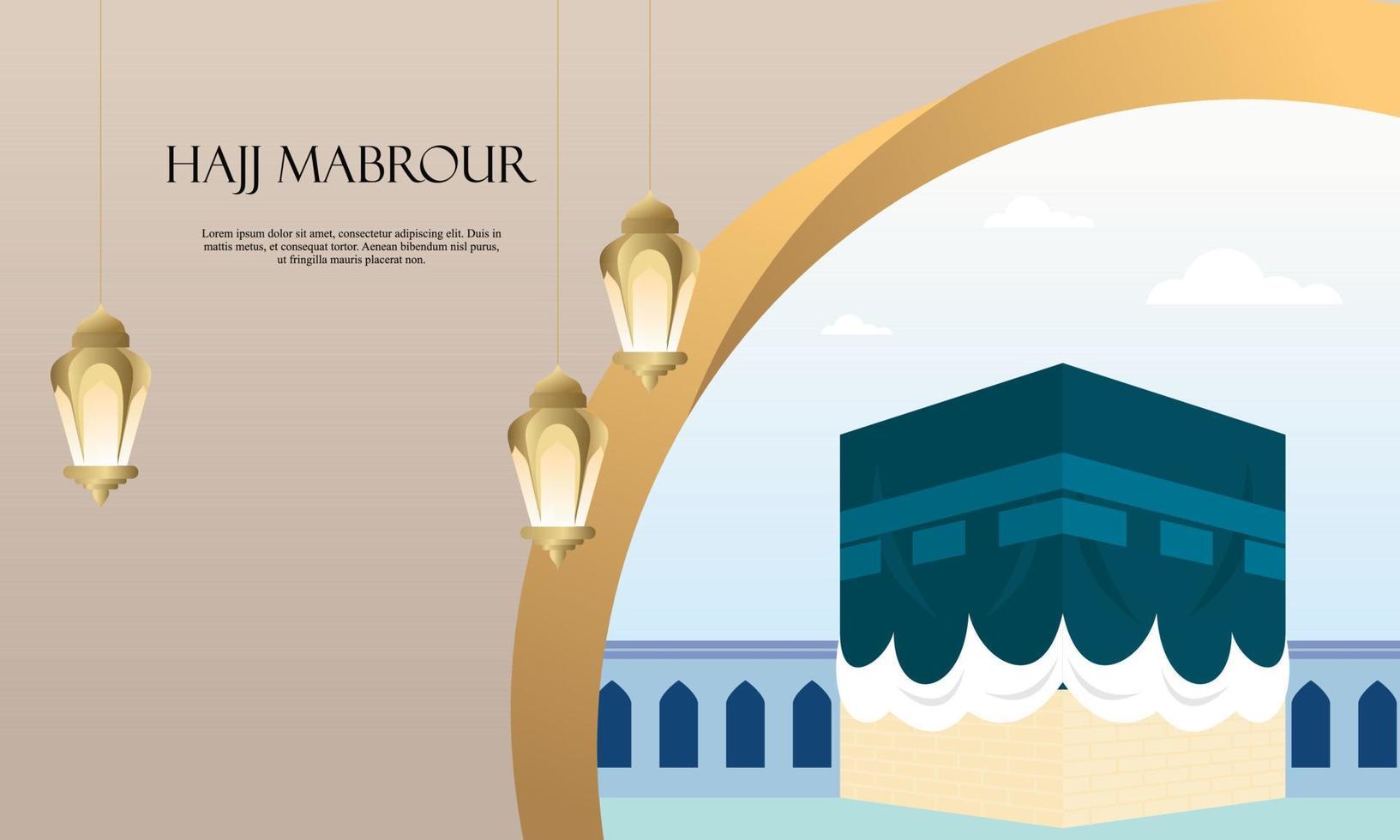 Islamic pilgrimage background, hajj and umrah concept with kaaba and nabawi mosque. vector
