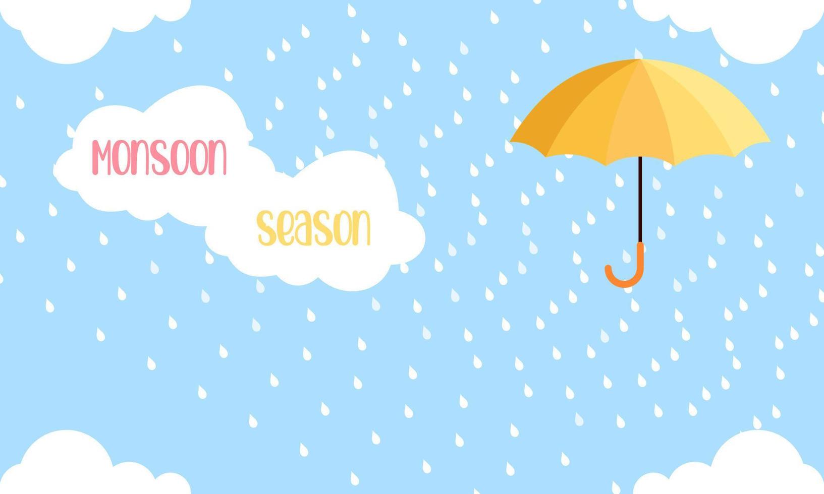 Monsoon season composition with flat design vector