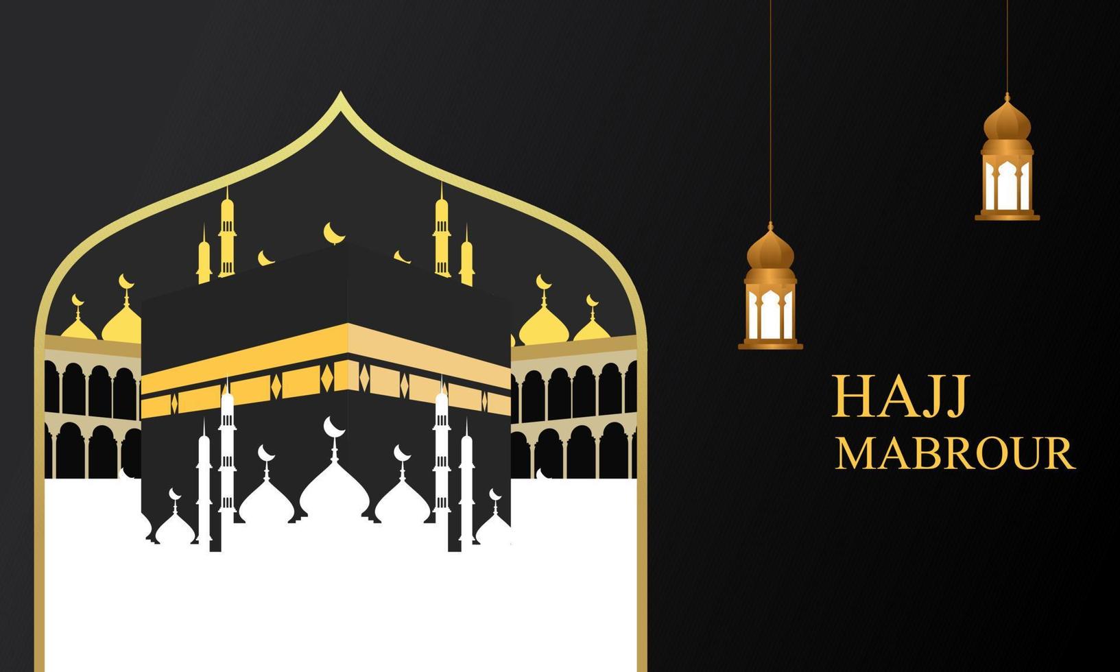 fondo de peregrinación islámica, concepto de hajj y umrah con mezquita kaaba y nabawi. vector