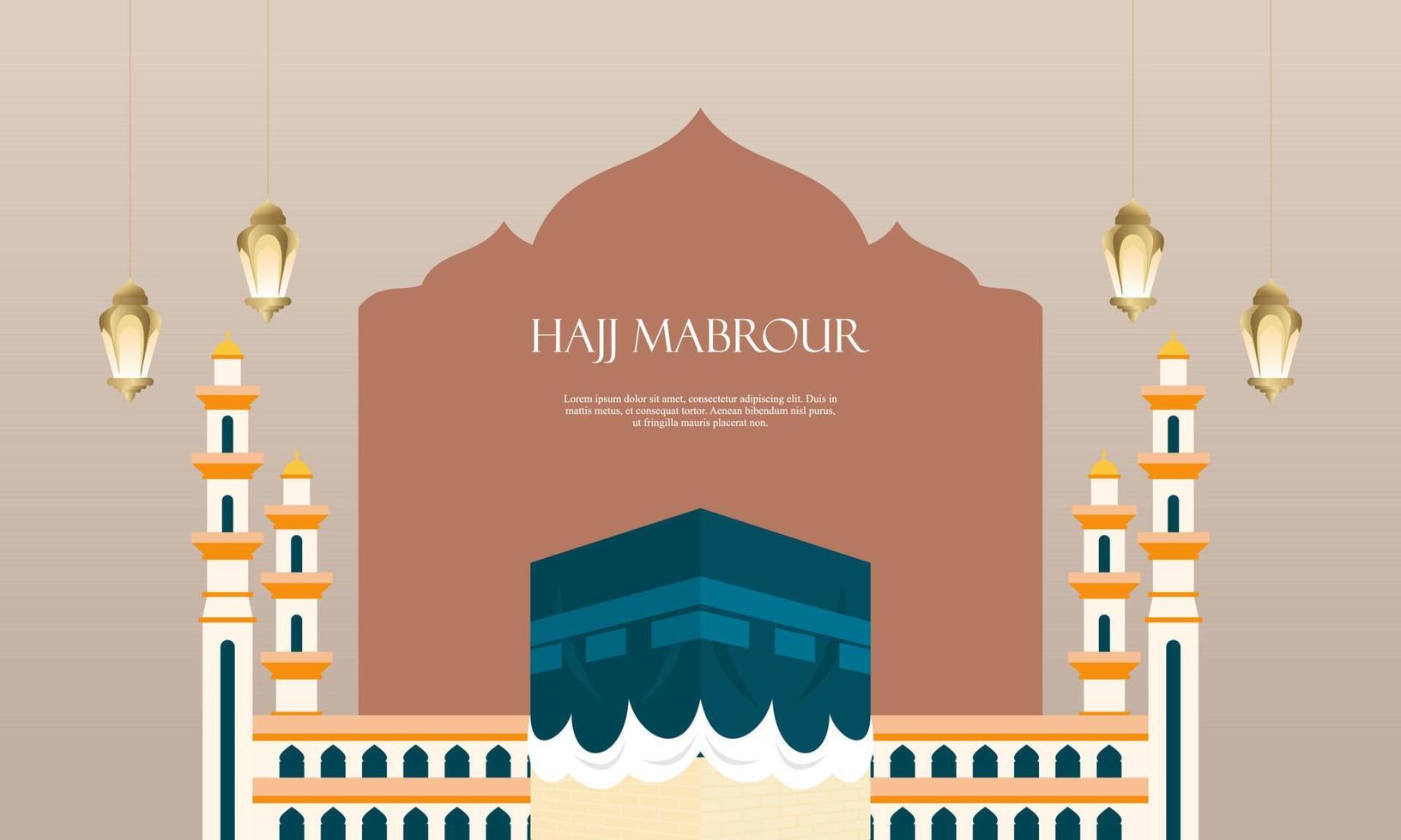 fondo de peregrinación islámica, concepto de hajj y umrah con mezquita kaaba y nabawi. vector