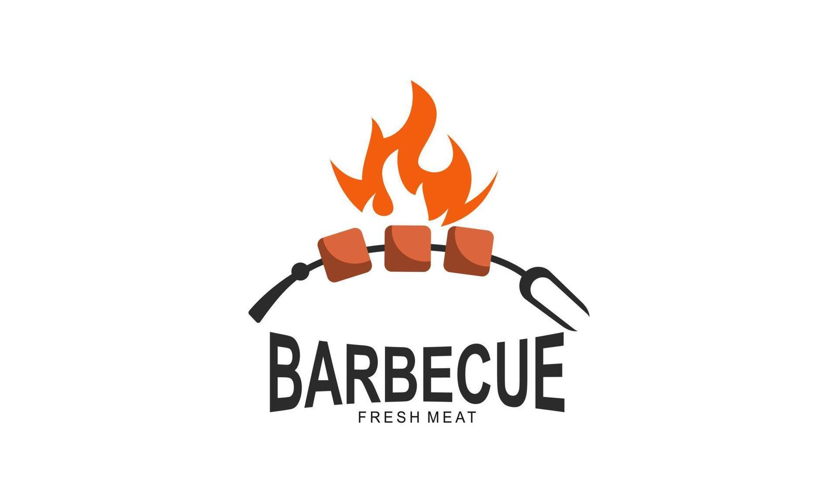 plantilla de logotipo de barbacoa creativa con detalles vector