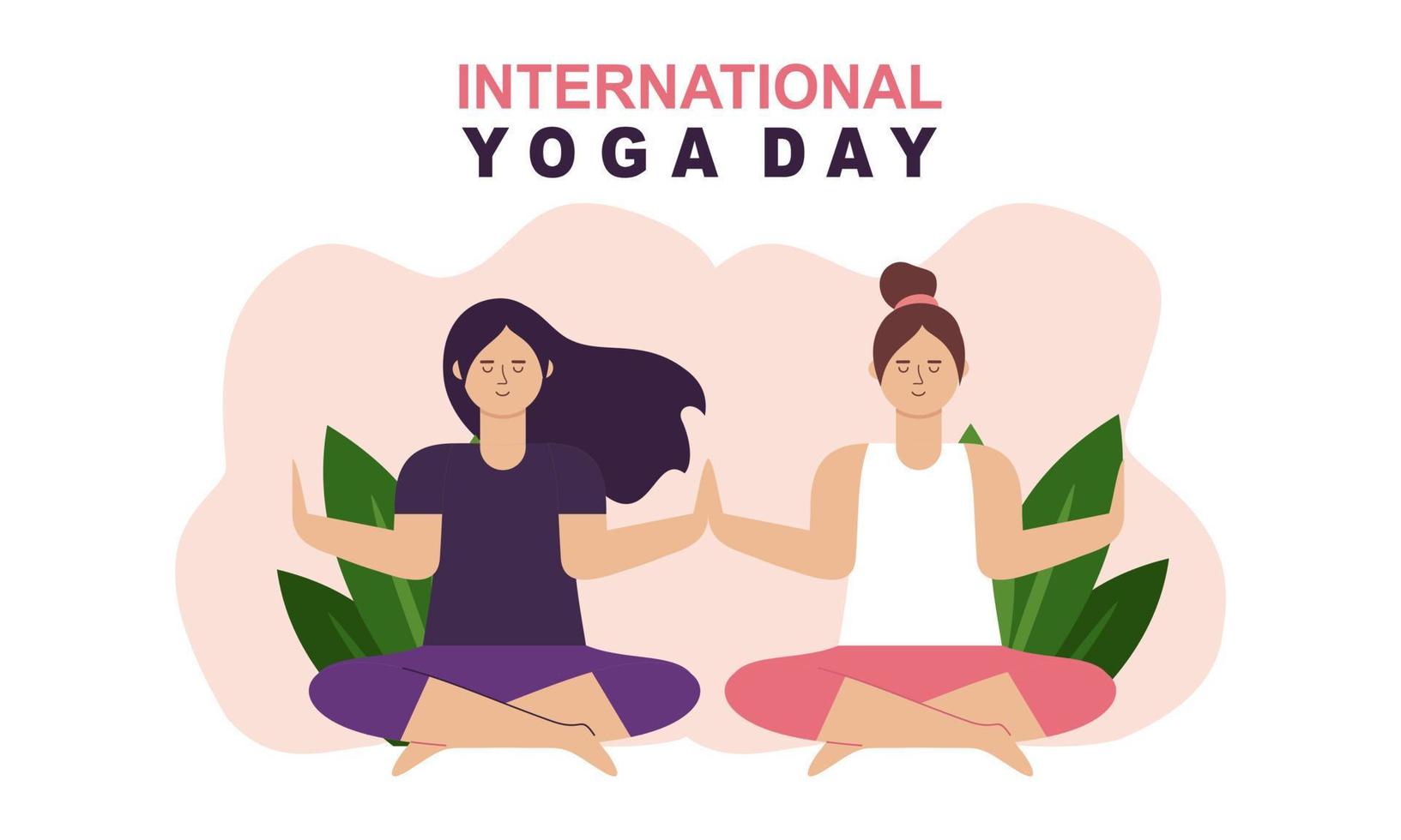 Flat design women's meditation pose yoga illustration vector