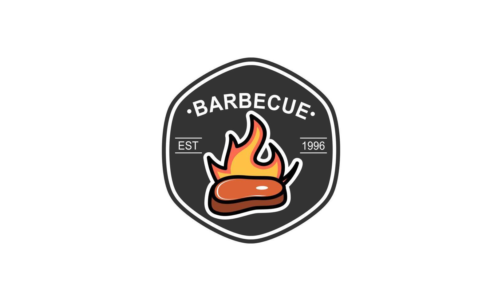 plantilla de logotipo de barbacoa creativa con detalles vector